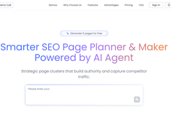 SeoPage.ai Homepage — initial screen displaying core navigation and call-to-action