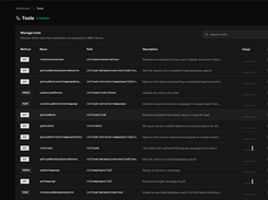 Tools management page