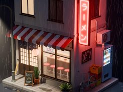 Text to 3D in Blender: a stylized ramen shop built from one prompt