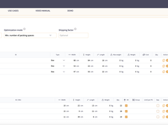 The basic calculation form lets you quickly enter product details and box or other packing space dimensions. With just a few inputs, 3DBinPacking instantly calculates the most efficient way to pack your items — eliminating guesswork and saving time.