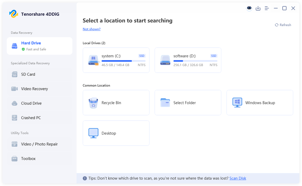 The main interface 