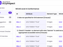Failed issues tab under A11yInspect