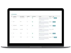 Abilite Job Prioritization table listing auditable units, business objectives, risk ratings, audit-selection checkboxes, comments, and approval statuses.