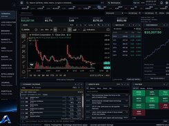 ABRIDYN terminal overview in a dark interface with an NVDA candlestick chart, watchlist, performance panel, economic calendar, news feed, and market heatmap.