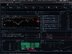 ABRIDYN terminal displayed in a web browser with market tickers, an NQ chart, news, market overview, AI intelligence, calendar, watchlist, heatmap, positions, and performance panels.