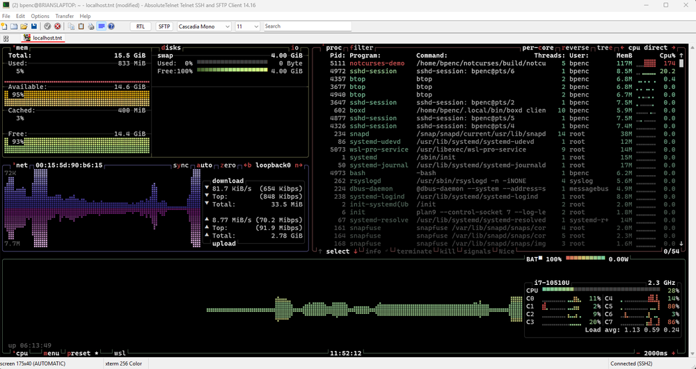 btop over ssh client