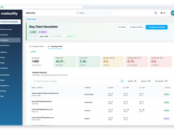 Open rate, click rate, bounces and unsubscribes for every send. Drill into per-recipient activity to see exactly who opened and who clicked.