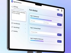 AgentsForForms form builder with an AI prompt and multi-step customer onboarding form.