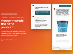 AI product recommendations: asks a clarifying question, then recommends the exact product with price and a discount code