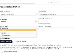 Dashboard for creating batch