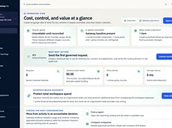 AI Gateway HQ overview dashboard with AI spend, controlled-spend status, setup progress, requests, policy denials, and latency cards.