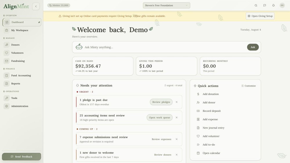 AlignMint dashboard