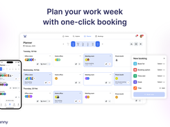 Weekplanner (both on web and mobile) to book desks or Homeoffice with only one click per day. You can see who of your colleagues is at the office or Homeoffice for easy coordination.