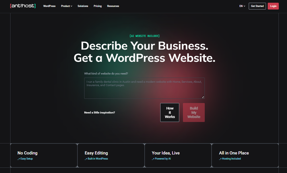 Antihost AI WordPress Builder