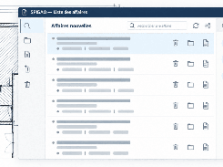 SPIGAO project-list window with search, project rows, action icons, and tutorial panel.