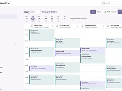The diary: every practitioner's day side by side, with free gaps marked, walk-ins and new bookings one click away.