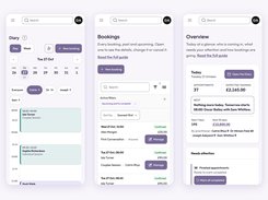 The business panel on a phone: the diary, bookings and today's overview, wherever you are.