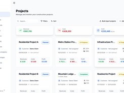 Project portfolio — Track project status, budgets, costs, revenues and margins across the portfolio.