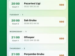 Weekly recurring matches and dues