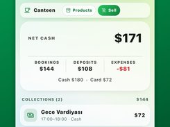 Till: cash, card and online on separate lines