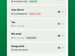 Canteen by barcode, stock on its own — scan a drink and it leaves the shelf as it is sold