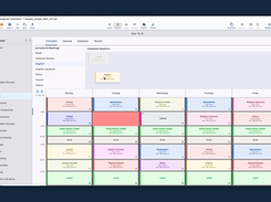 A class timetable after solving, with the sessions still to place at the top