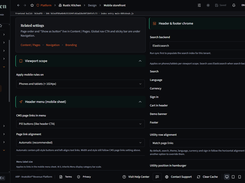 Admin panel - mobile design settings - dark mode