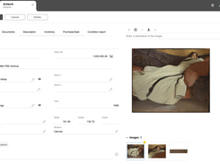Each record keeps the images, identification and provenance, condition notes, valuation history and attached documents, videos, invoices, certificates, together in one place.