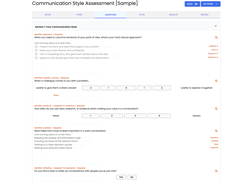Selecting a question format: binary, drop-down, scale, ranking, and more.