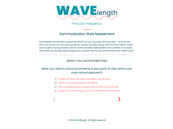 An assessment in progress, shown with custom branding applied.