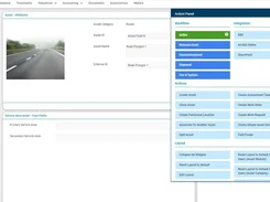 Road asset record with workflow status, integrations, and asset action panel.