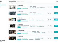 Work instruction dashboard: every digital instruction with its status and latest revision