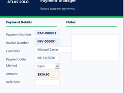 Record customer payments and payment details