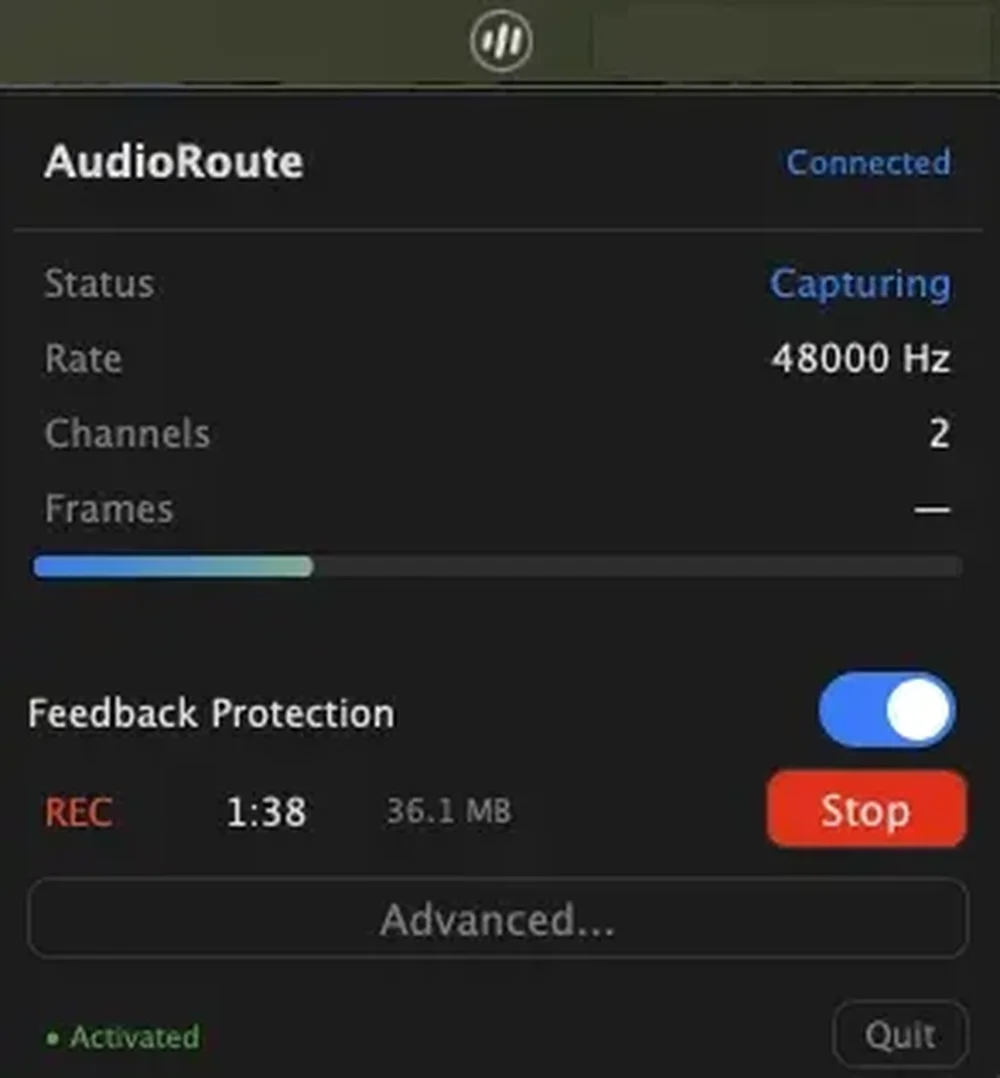 One-click system-audio capture from the menu bar