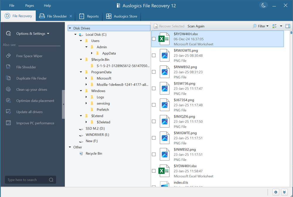 Auslogics File Recovery Screenshot 1