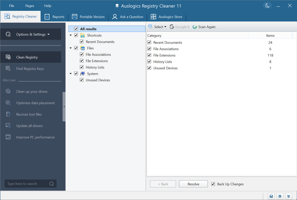 Auslogics Registry Cleaner Screenshot 1