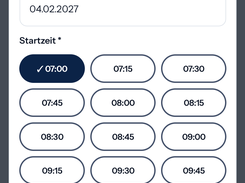 AutoLibs mobile interface showing a German appointment-change request dialog with a date field and selectable appointment times.