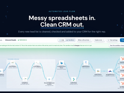 A trail: each new file is cleaned, checked against existing contacts, verified and mapped before it goes to the CRM.