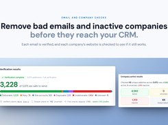 Email verification and a check for companies whose website no longer works.