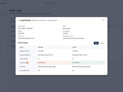 Audit trail: who changed what, when, with before and after values