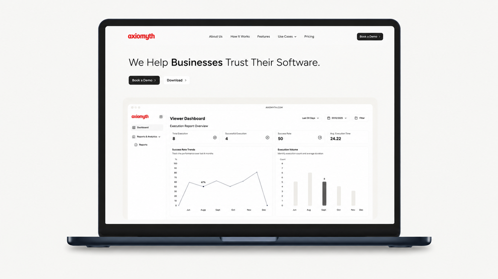 AI-assisted test automation platform. Build cross-system workflow tests on a visual canvas, export real code to Playwright or Selenium, and track execution performance from a single dashboard.