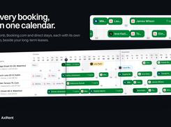 Calendar for every booking – Airbnb, Booking.com and direct stays on one calendar, each marked with its source, next to long-term leases. Free nights show their price.