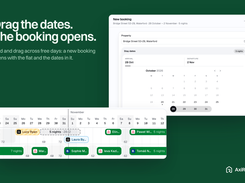 Drag dates to create a booking – Hold and drag across free days on the calendar. A new booking opens over it with the property and the dates already filled in.