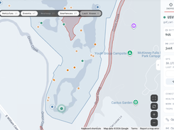 Live map of golf carts with status, battery and zones