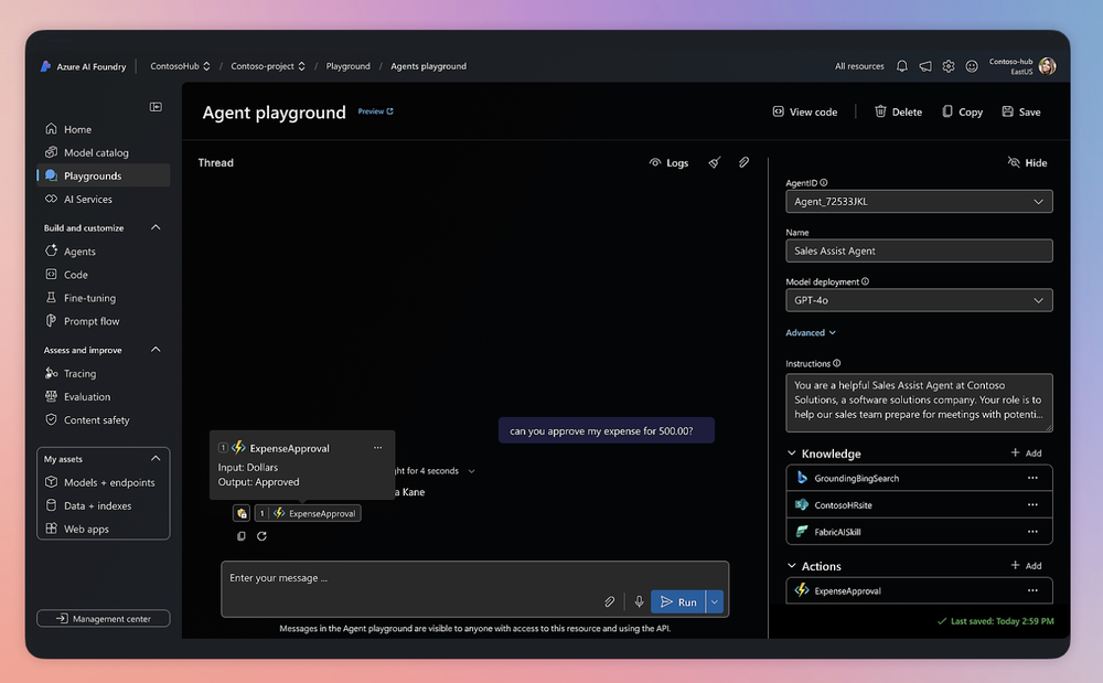 Azure AI Foundry Agent Service Screenshot 1