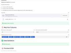 Upload your data via CSV, Excel, or direct entry