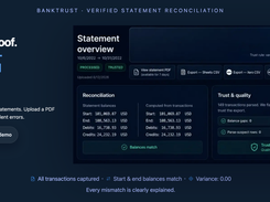 Statement overview with reconciled export options