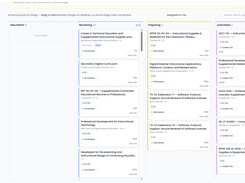 Run your pipeline on one board. Drag every pursuit from New Match to Submitted, with deadlines and owners always in view.