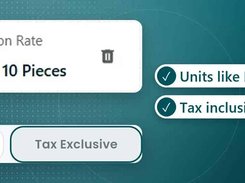 Unit conversion and tax-setting controls showing box-to-pieces conversion and inclusive or exclusive tax options.