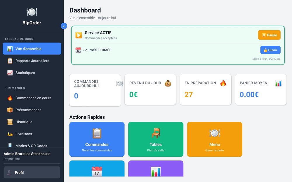 Owner Dashboard – Real-time Orders & Revenue